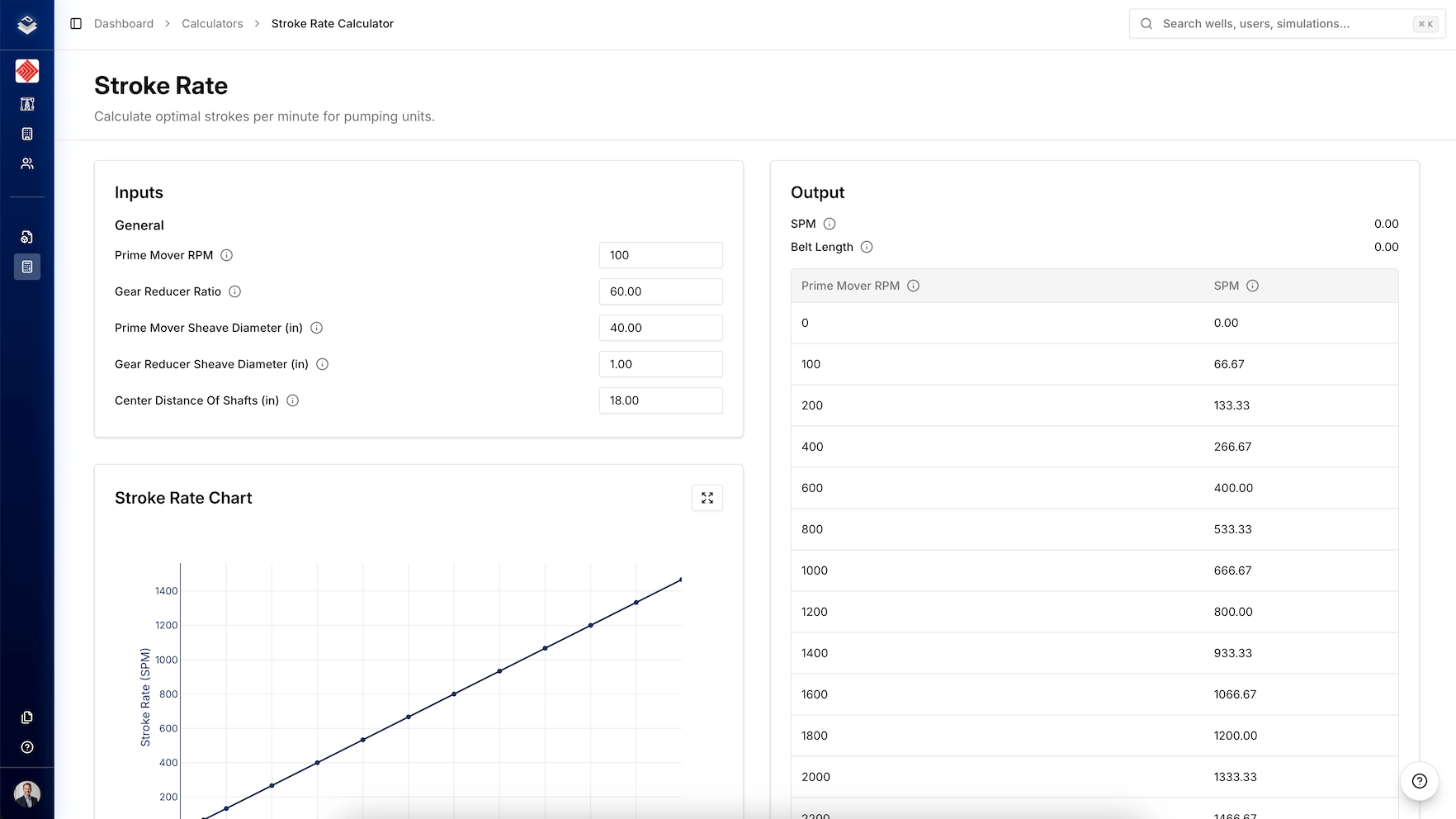 Stroke Rate Calculator interface