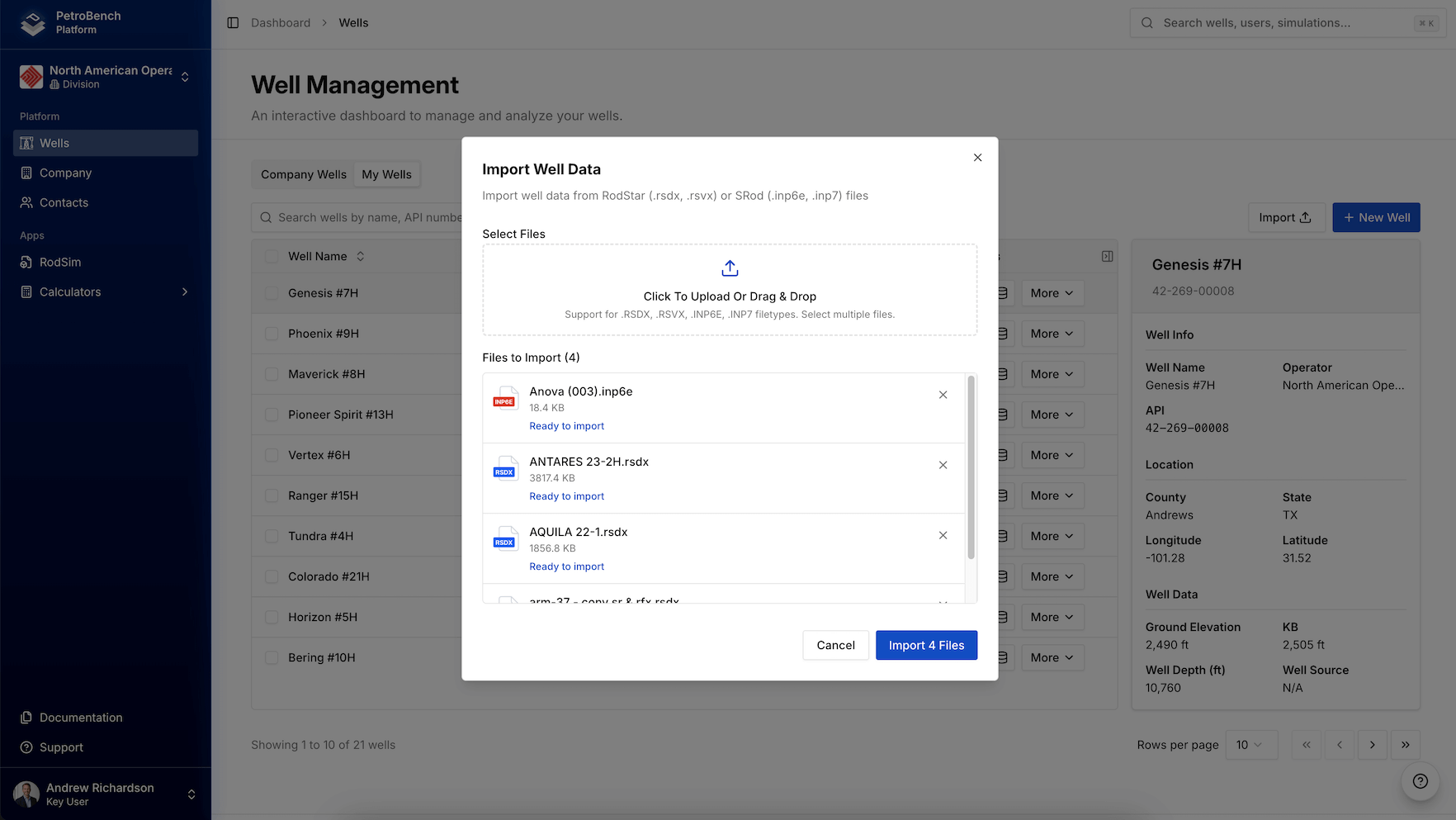 Screenshot: Legacy Data Import
