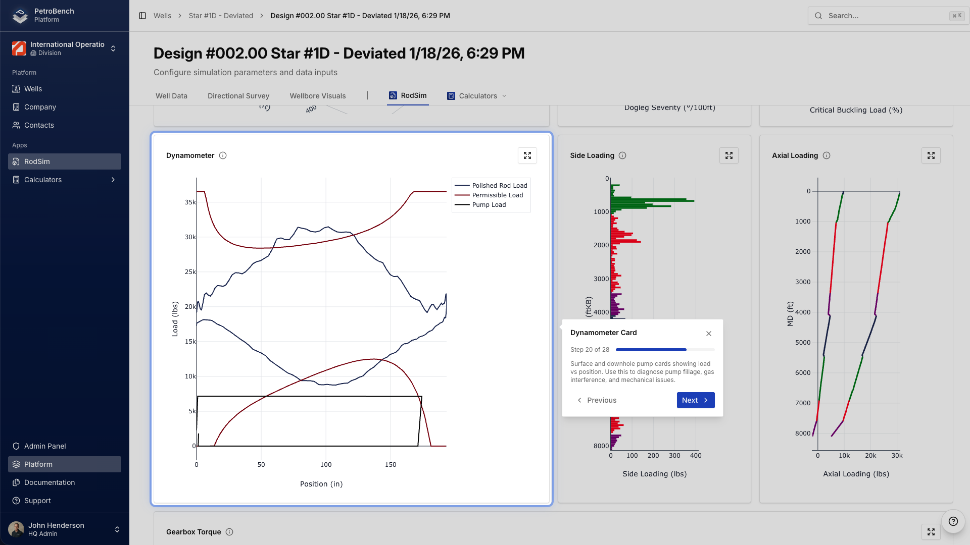 Tour step explaining dynamometer analysis